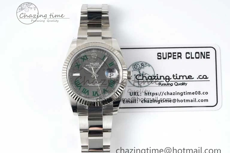 MiroTime 0302 DateJust 41 126334 Clean 1:1 Best Edition 904L Steel Gray Roman Dial on Oyster Bracelet VR Thermal 2430